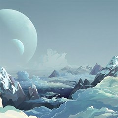 Mountain Covered Snow Mountains Clouds Fantasy Art Play Mat (square) by Cendanart