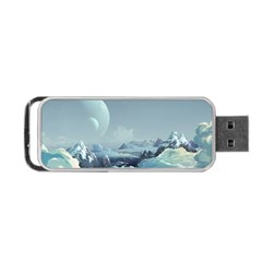 Mountain Covered Snow Mountains Clouds Fantasy Art Portable Usb Flash (one Side) by Cendanart