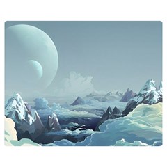 Mountain Covered Snow Mountains Clouds Fantasy Art Two Sides Premium Plush Fleece Blanket (medium)