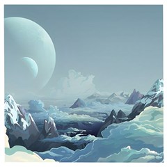 Mountain Covered Snow Mountains Clouds Fantasy Art Wooden Puzzle Square by Cendanart