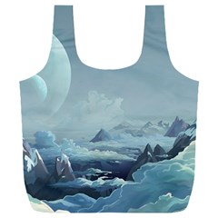 Mountain Covered Snow Mountains Clouds Fantasy Art Full Print Recycle Bag (xxxl) by Cendanart