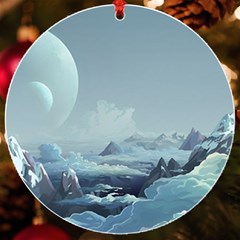 Mountain Covered Snow Mountains Clouds Fantasy Art Uv Print Acrylic Ornament Round