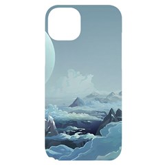 Mountain Covered Snow Mountains Clouds Fantasy Art Iphone 14 Plus Black Uv Print Case by Cendanart