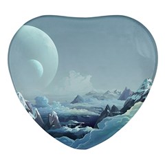 Mountain Covered Snow Mountains Clouds Fantasy Art Heart Glass Fridge Magnet (4 Pack)