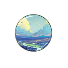 Mountains And Trees Illustration Painting Clouds Sky Landscape Hat Clip Ball Marker (4 Pack) by Cendanart