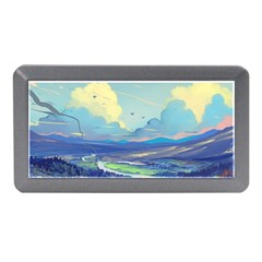 Mountains And Trees Illustration Painting Clouds Sky Landscape Memory Card Reader (mini) by Cendanart