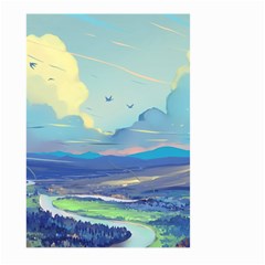 Mountains And Trees Illustration Painting Clouds Sky Landscape Large Garden Flag (two Sides)