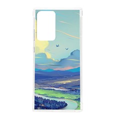 Mountains And Trees Illustration Painting Clouds Sky Landscape Samsung Galaxy Note 20 Ultra Tpu Uv Case by Cendanart