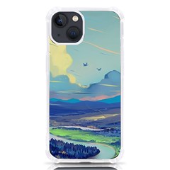 Mountains And Trees Illustration Painting Clouds Sky Landscape Iphone 13 Tpu Uv Print Case by Cendanart