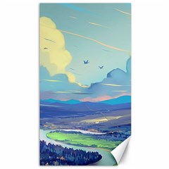 Mountains And Trees Illustration Painting Clouds Sky Landscape Canvas 40  X 72  by Cendanart