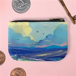 Mountains And Trees Illustration Painting Clouds Sky Landscape Mini Coin Purse Back