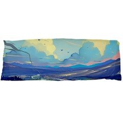 Mountains And Trees Illustration Painting Clouds Sky Landscape Body Pillow Case Dakimakura (two Sides) by Cendanart