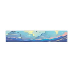 Mountains And Trees Illustration Painting Clouds Sky Landscape Premium Plush Fleece Scarf (mini) by Cendanart