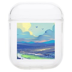 Mountains And Trees Illustration Painting Clouds Sky Landscape Soft Tpu Airpods 1/2 Case by Cendanart