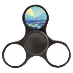 Mountains And Trees Illustration Painting Clouds Sky Landscape Finger Spinner by Cendanart