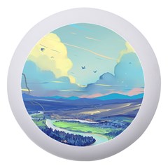 Mountains And Trees Illustration Painting Clouds Sky Landscape Dento Box With Mirror by Cendanart