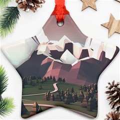 White And Brown Mountain Illustration Digital Art Star Ornament (two Sides) by Cendanart