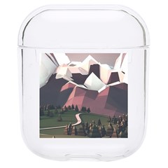 White And Brown Mountain Illustration Digital Art Hard Pc Airpods 1/2 Case by Cendanart