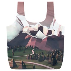 White And Brown Mountain Illustration Digital Art Full Print Recycle Bag (xxxl) by Cendanart