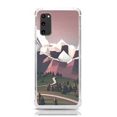 White And Brown Mountain Illustration Digital Art Samsung Galaxy S20 6 2 Inch Tpu Uv Case by Cendanart