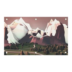 White And Brown Mountain Illustration Digital Art Banner And Sign 5  X 3  by Cendanart