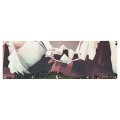 White And Brown Mountain Illustration Digital Art Banner And Sign 12  X 4  by Cendanart