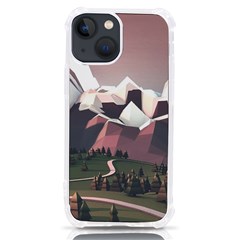 White And Brown Mountain Illustration Digital Art Iphone 13 Mini Tpu Uv Print Case by Cendanart