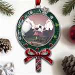 White And Brown Mountain Illustration Digital Art Metal X Mas Lollipop with Crystal Ornament Front