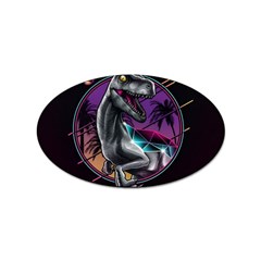 Style Dinosaur  80s Synth Retrowave Sticker (oval) by Cendanart