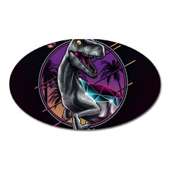 Style Dinosaur  80s Synth Retrowave Oval Magnet by Cendanart