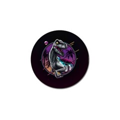 Style Dinosaur  80s Synth Retrowave Golf Ball Marker by Cendanart