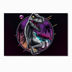 Style Dinosaur  80s Synth Retrowave Postcard 4 x 6  (pkg Of 10) by Cendanart