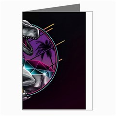 Style Dinosaur  80s Synth Retrowave Greeting Card by Cendanart