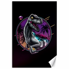 Style Dinosaur  80s Synth Retrowave Canvas 24  X 36  by Cendanart