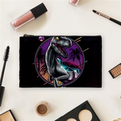 Style Dinosaur  80s Synth Retrowave Cosmetic Bag (medium) by Cendanart