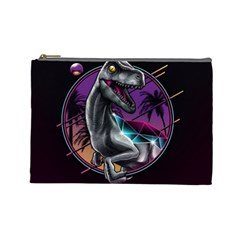 Style Dinosaur  80s Synth Retrowave Cosmetic Bag (large) by Cendanart