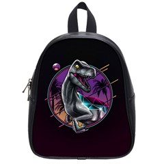 Style Dinosaur  80s Synth Retrowave School Bag (small) by Cendanart