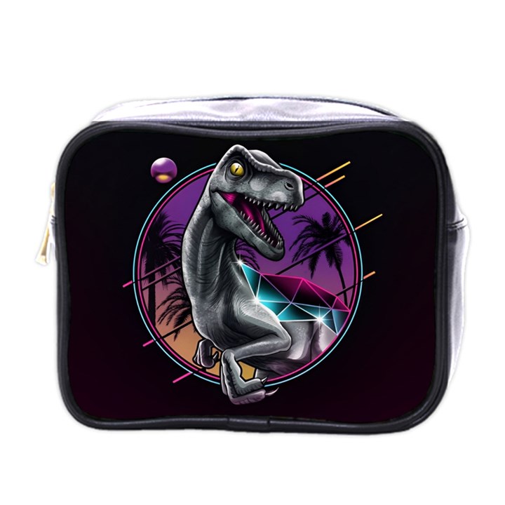 Style Dinosaur  80s Synth Retrowave Mini Toiletries Bag (One Side)