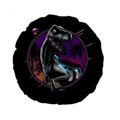 Style Dinosaur  80s Synth Retrowave Standard 15  Premium Round Cushions by Cendanart