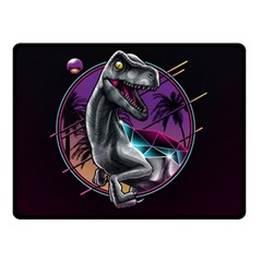 Style Dinosaur  80s Synth Retrowave Two Sides Fleece Blanket (small) by Cendanart