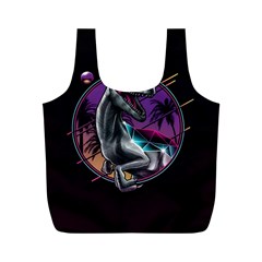 Style Dinosaur  80s Synth Retrowave Full Print Recycle Bag (m) by Cendanart