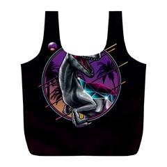 Style Dinosaur  80s Synth Retrowave Full Print Recycle Bag (l) by Cendanart