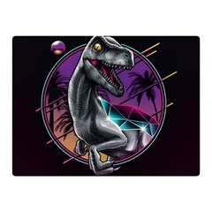 Style Dinosaur  80s Synth Retrowave Two Sides Premium Plush Fleece Blanket (mini) by Cendanart