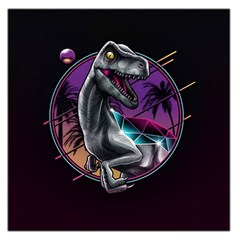 Style Dinosaur  80s Synth Retrowave Square Satin Scarf (36  X 36 ) by Cendanart