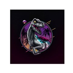 Style Dinosaur  80s Synth Retrowave Square Satin Scarf (30  X 30 ) by Cendanart