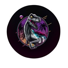 Style Dinosaur  80s Synth Retrowave Mini Round Pill Box by Cendanart