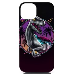 Style Dinosaur  80s Synth Retrowave Iphone 14 Black Uv Print Case by Cendanart