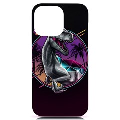 Style Dinosaur  80s Synth Retrowave Iphone 14 Pro Max Black Uv Print Case by Cendanart