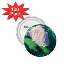 Green And White Polygonal Mountain 1 75  Buttons (100 Pack)  by Cendanart