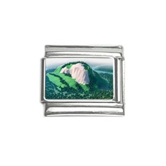 Green And White Polygonal Mountain Italian Charm (9mm) by Cendanart